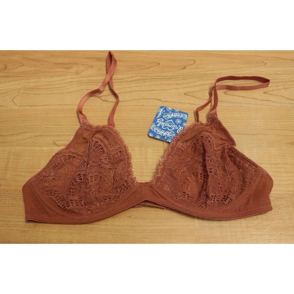 Free People Other - Free People Lace Underwire Triangle Bra Size 32C Copper Brown